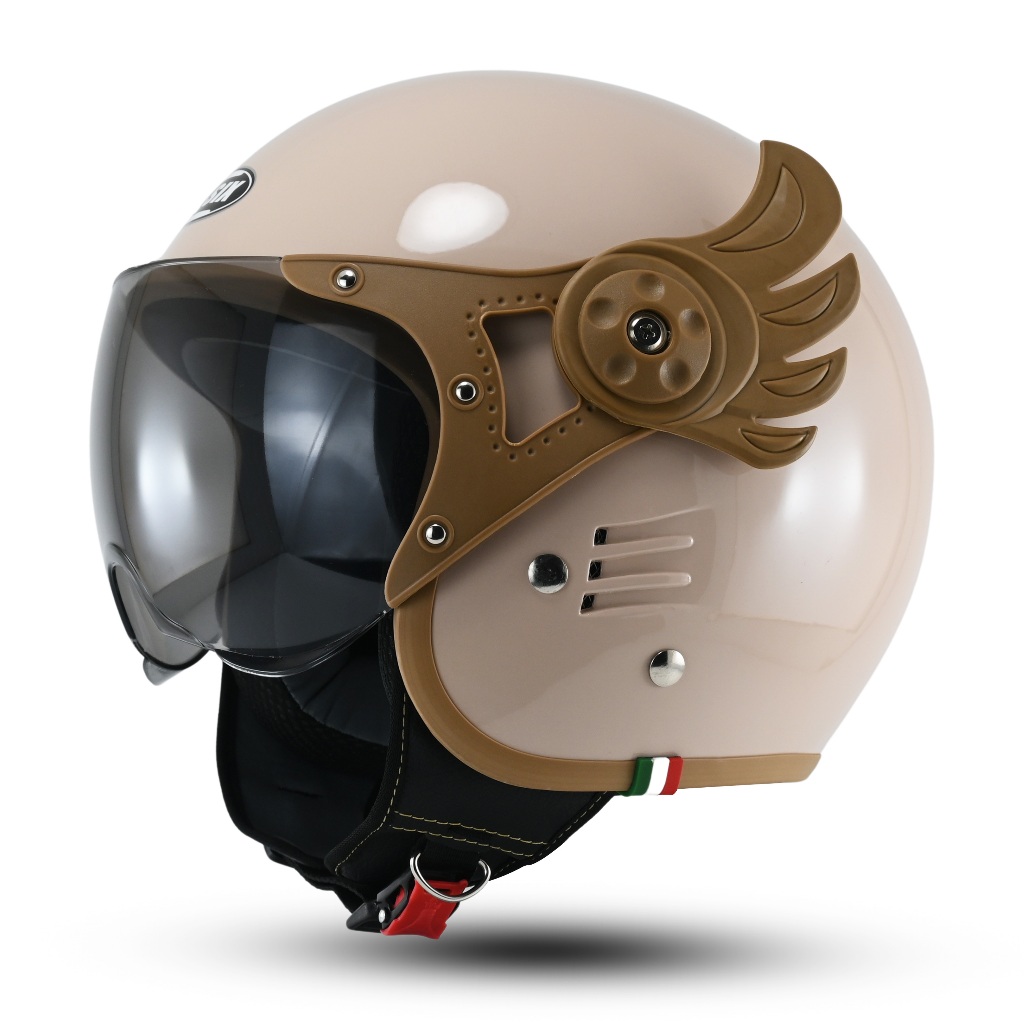 Helm Rsix Retro Pilot Italy Gundala Helm Bogo Cowok Cewek SNI Terbaru