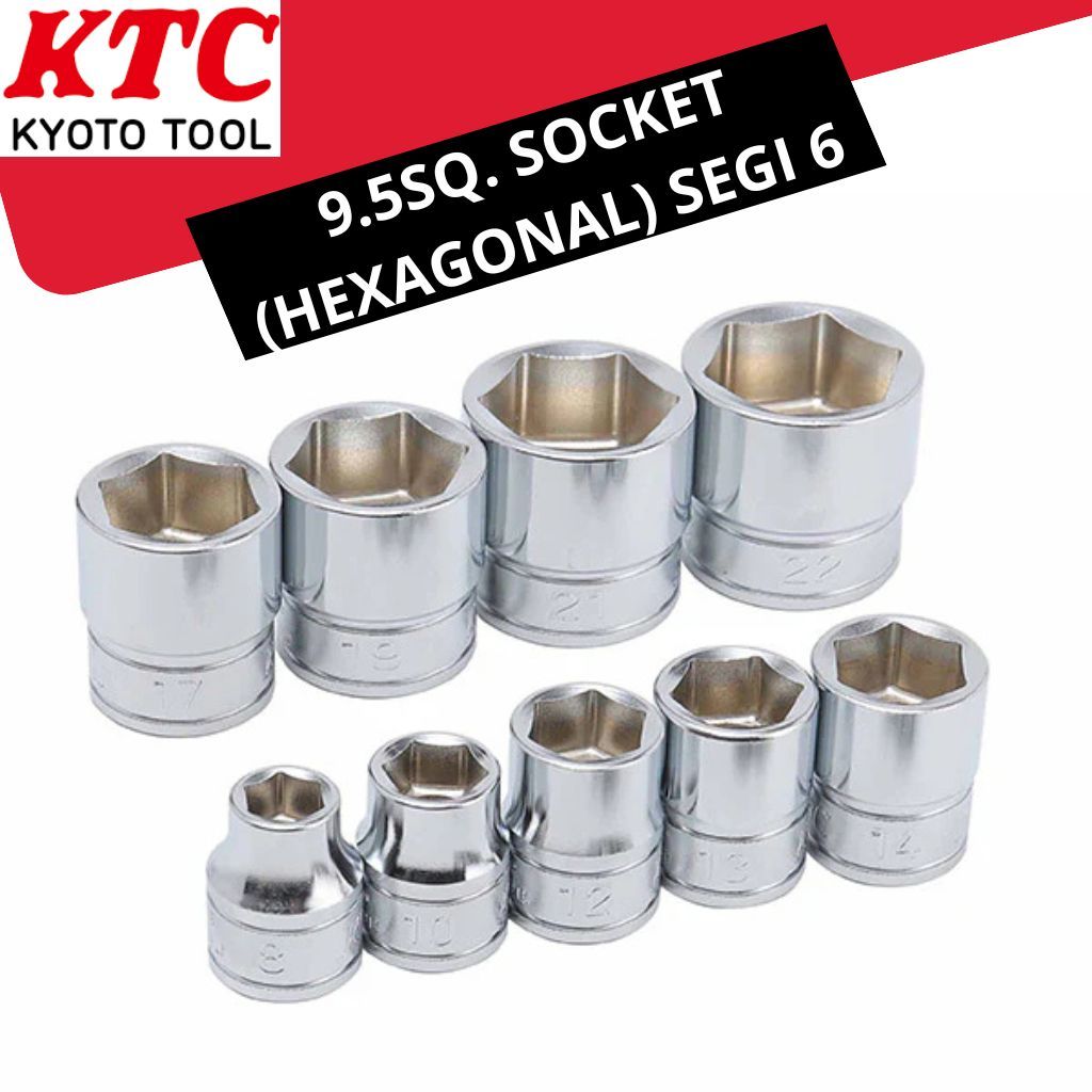 KTC Mata Kunci Socket Hex 3/8" Inch Segi 6pt 5.5 - 24 mm Bit Shock No. B3-055 - 24 Original Jepang