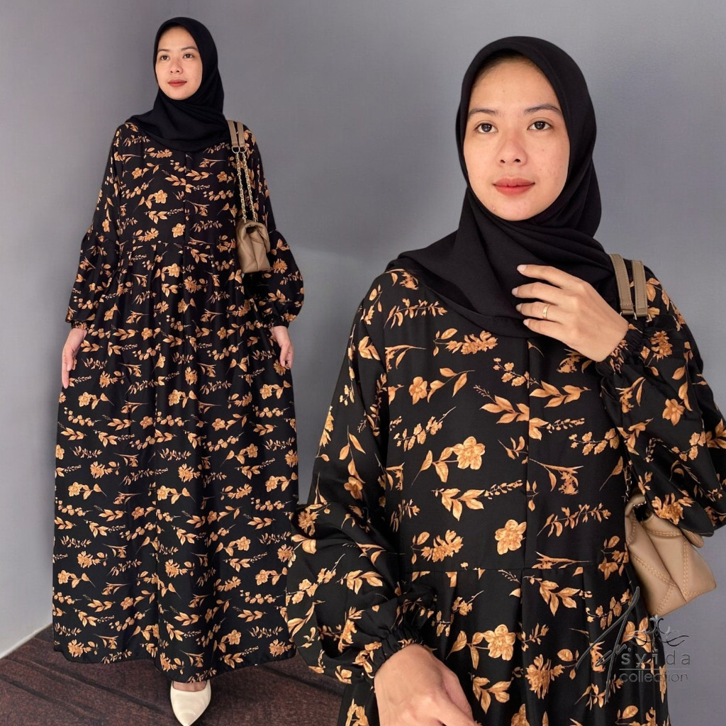 Gamis Shakila Motif Premium/Dress Shakila Halus Lembut/ Shakila Elegan/Homeydress Shakila Premium KV