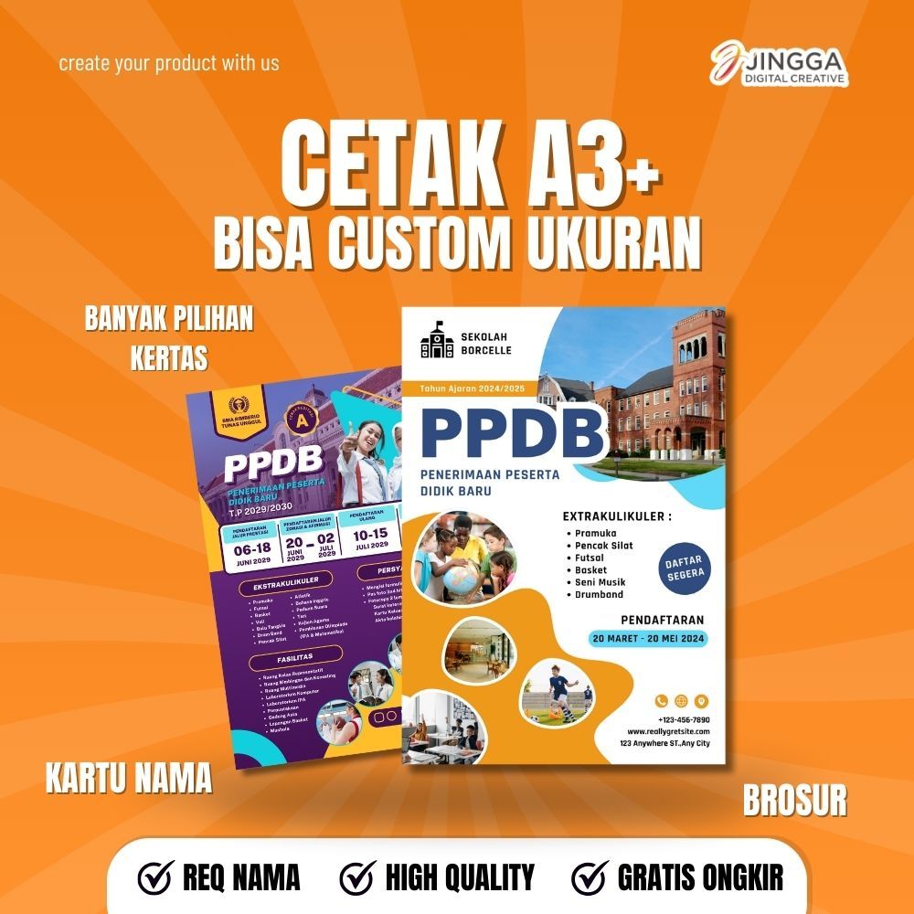 

[JINGGA] Cetak A3+ | Cetak Custom A3+ | Custom Kertas A3+ | Cetak Brosur | Cetak Flyer Custom Ukuran