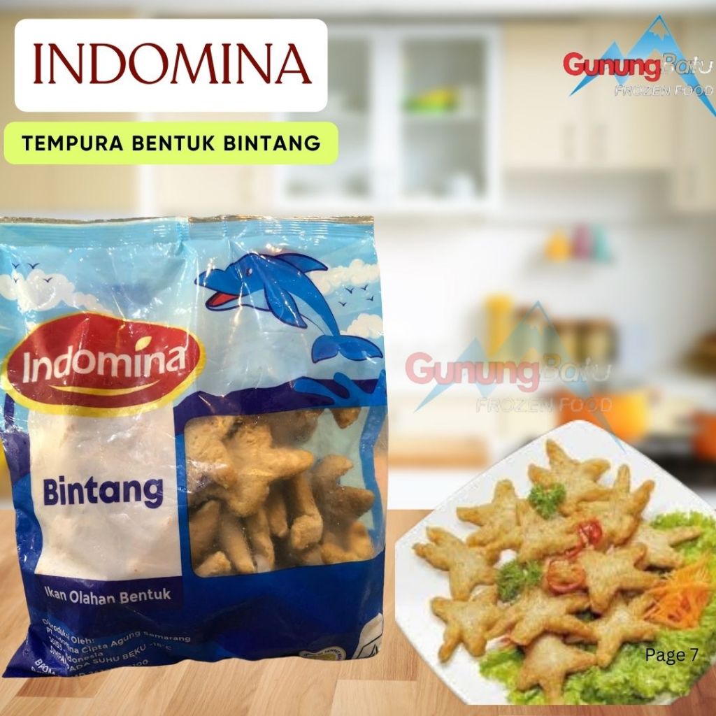 

INDOMINA TEMPURA BENTUK BINTANG (IKAN OLAHAN)500GR