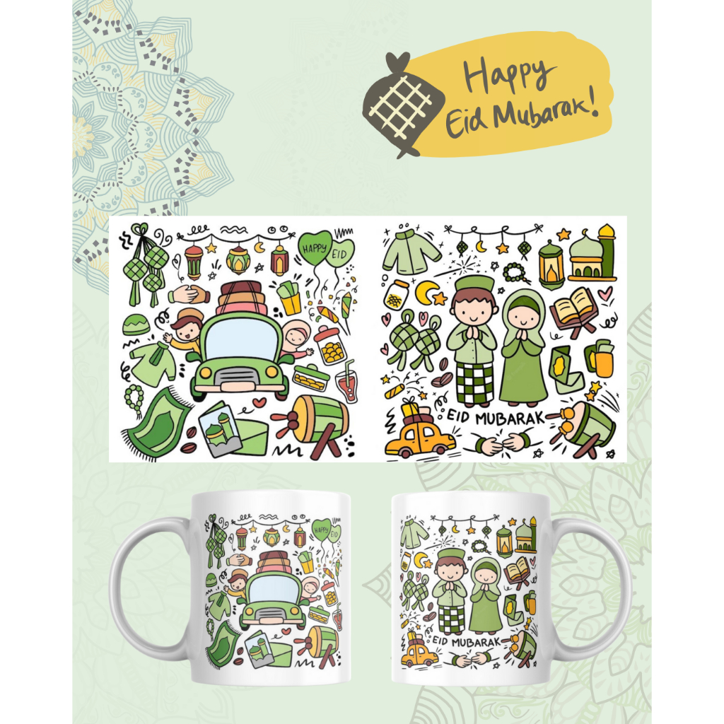 Mug Eid Mubarak/Mug Custom Lebaran?Hampers Lebaran Murah/Mug Unik