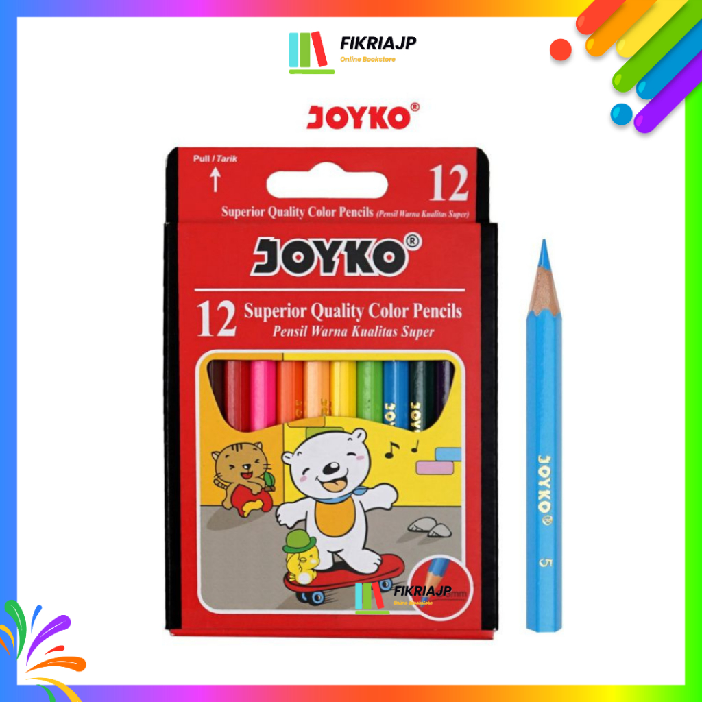 Pensil Warna Pendek 12 Warna - Joyko Pensil