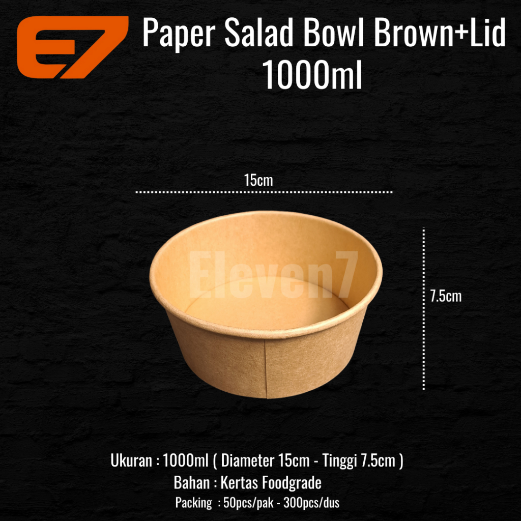Paper Bowl Salad Brown Kraft 1000ml + Lid - Rice Bowl, Salad Bowl