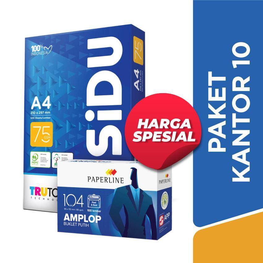 

SiDU Paket Kantor 10 (Kertas HVS 75 GSM A4 & Amplop 104 PPS)