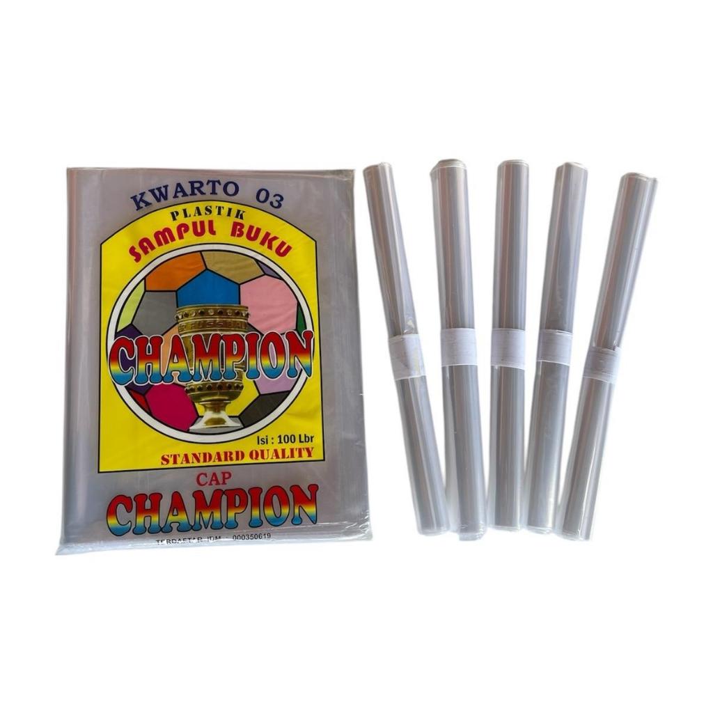 

Sampul Plastik Buku Kwarto 03 Merk Champion 1 Gulung 10 Lembar