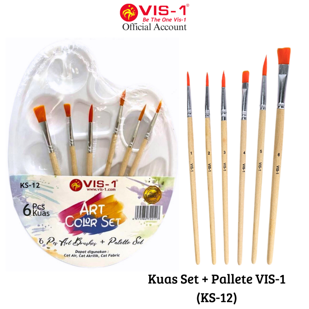 

VIS-1 Kuas Set + Pallete KS-12 / Kuas Set Melukis / Art Brush Set