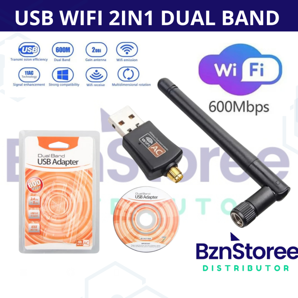 Adaptor WiFi USB 6000Mbps, Adaptor USB Nirkabel Dual Band 2.4/5.8 GHz, Penerima Eksternal USB 3.0/ U