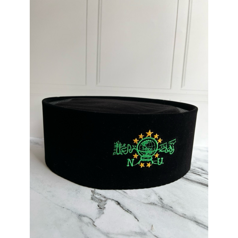 Songkok  Kopyah Hitam Bordir Nu /Songkok Peci Hitam Bordir Nu Dewasa dan Anak Anak