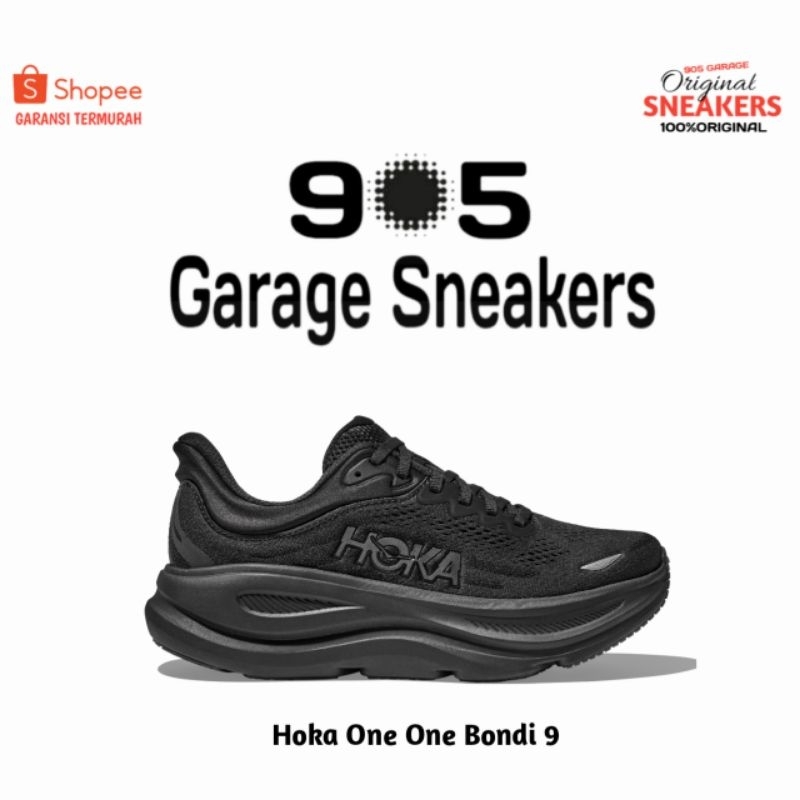 Sepatu Hoka One One Bondi 9 Black/Black Original