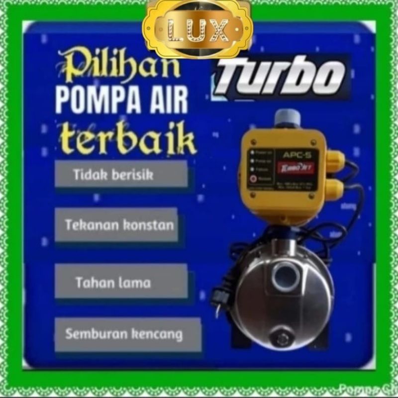Garansi mesin pompa air dorong Turbo Jet 250 A watt 1" inch stainless steel automatic pressure contr