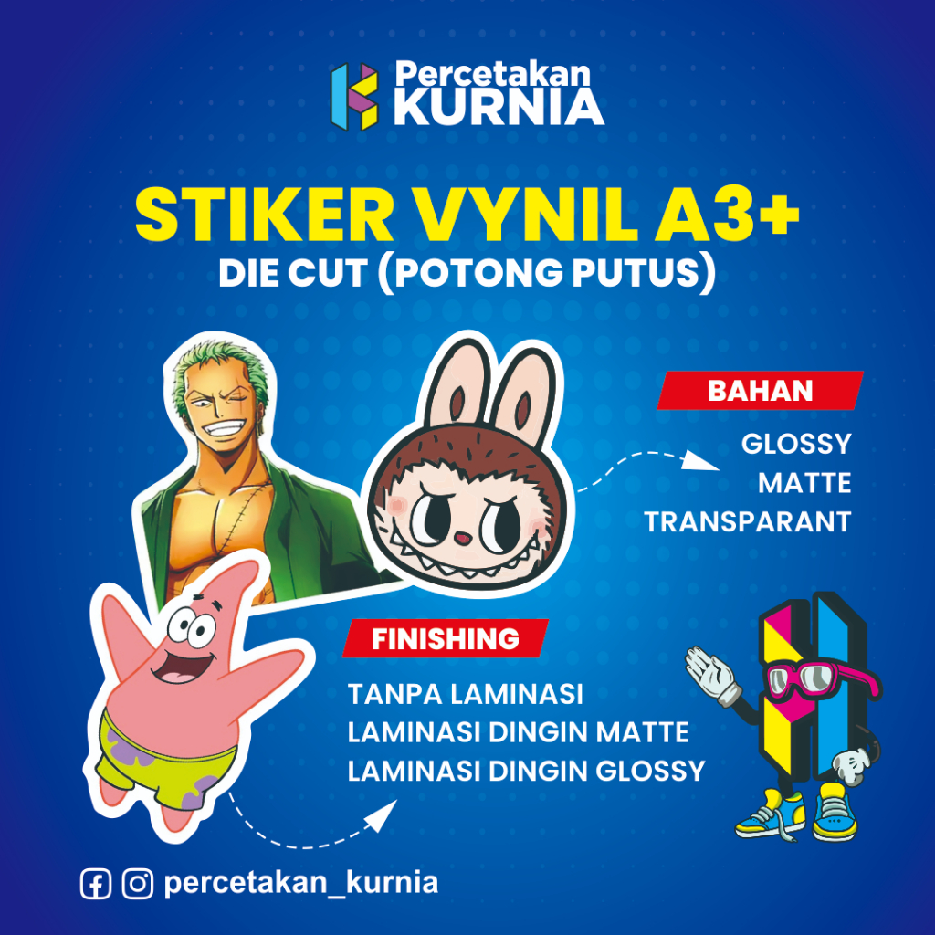 

Cetak Stiker Vinyl A3+ Cutting Putus Die Cut / Cetak Stiker