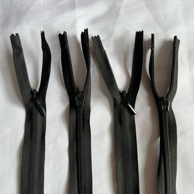 1 Lusin / 12 Pcs Resleting Jepang Capung YKK Warna Hitam Panjang 15,5 - 50 CM Resleting Abaya Butik 