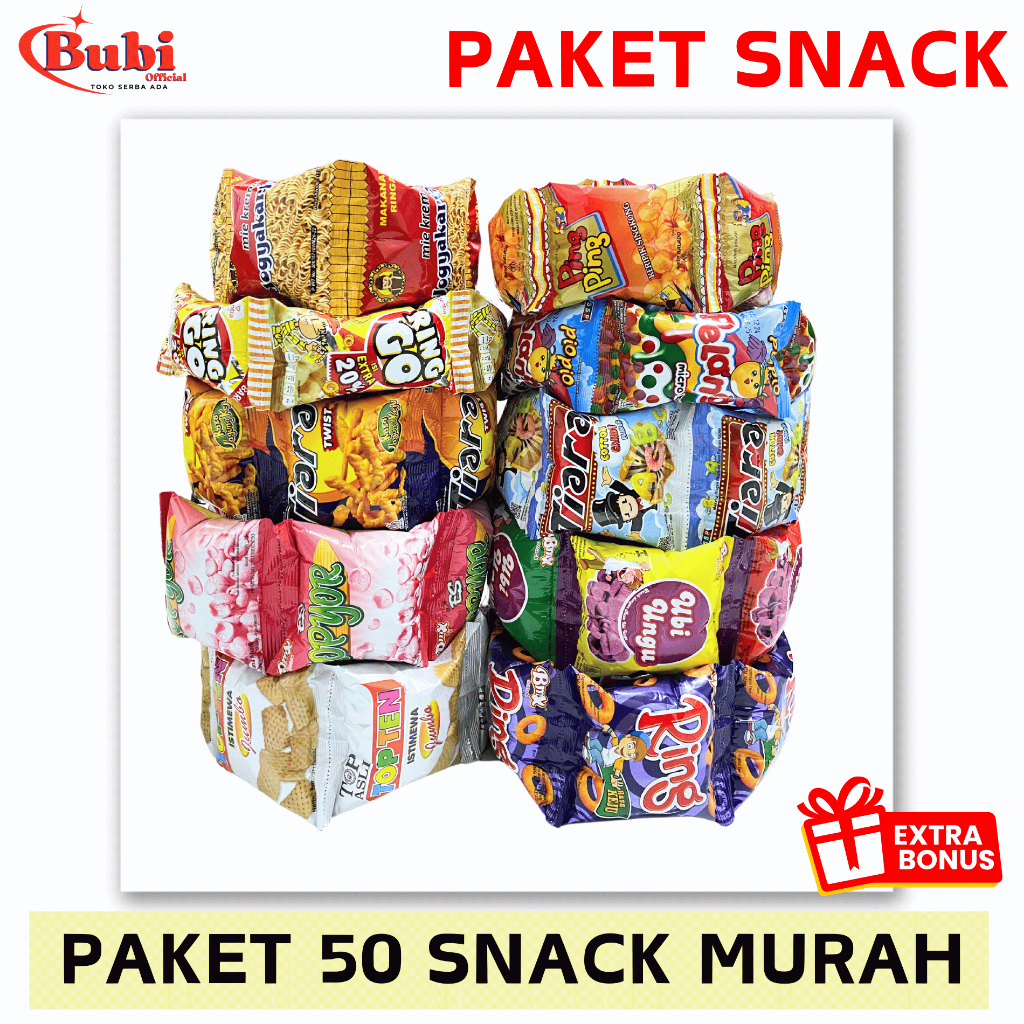 

PAKET SNACK MURAH ISI 50 pcs | PAKET JAJANAN ANAK | SNACK JADUL