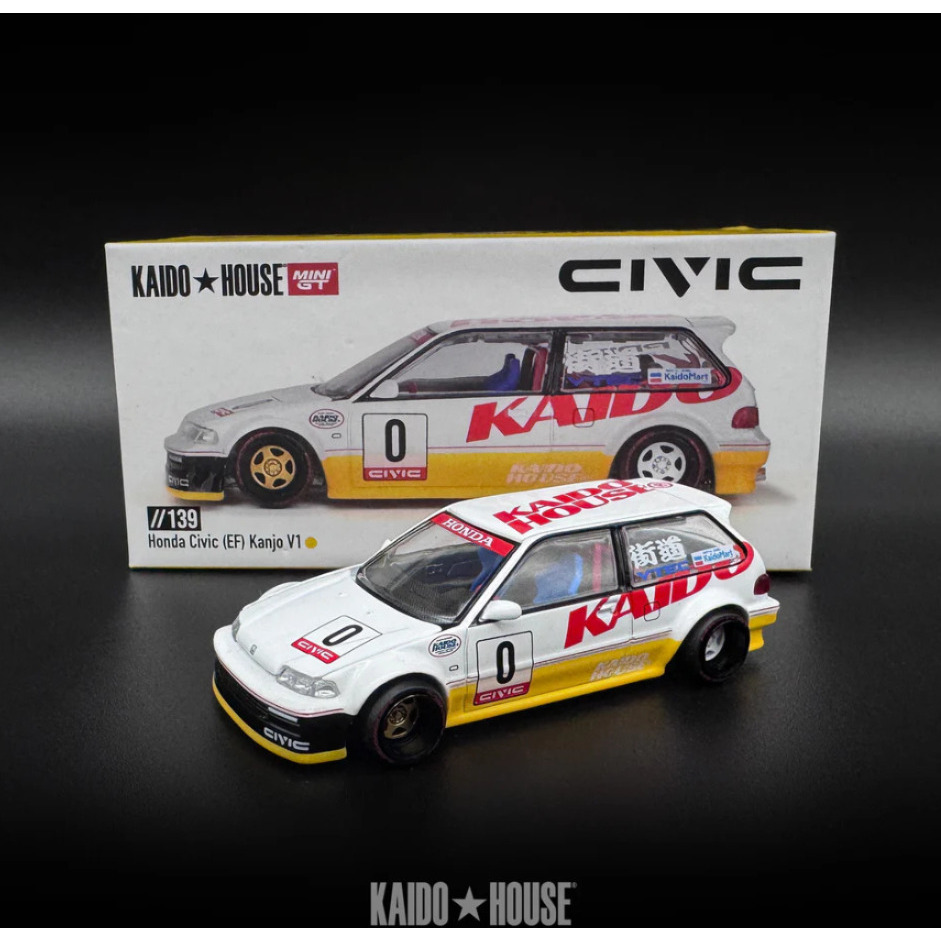 KHMG139  - Kaido House 1:64 Honda Civic EF Kanjo V1  White / Yellow