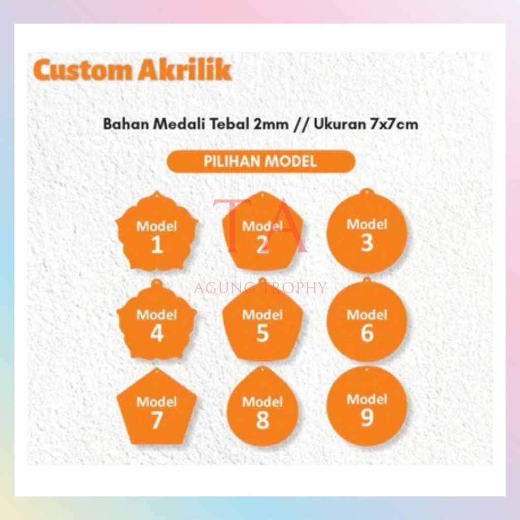 BAHAN MEDALI AKRILIK BENING SEGI LIMA UNTUK KEPERLUAN WISUDA SEKOLAH / MEDALI ACRYLIC / WISUDAA