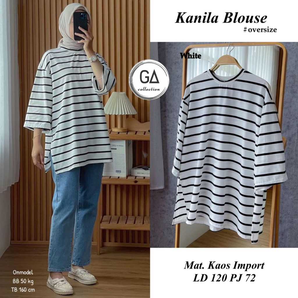 BLOUSE JUMBO WANITA LD 120 MOTIF GARIS GARIS TERBARU PAKAIAN WANITA BAJU ATASAN