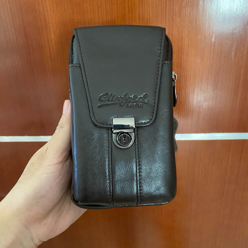 Sarung HP Tas HP Kulit Asli Sapi model Berdiri - 100% kulit asli sapi