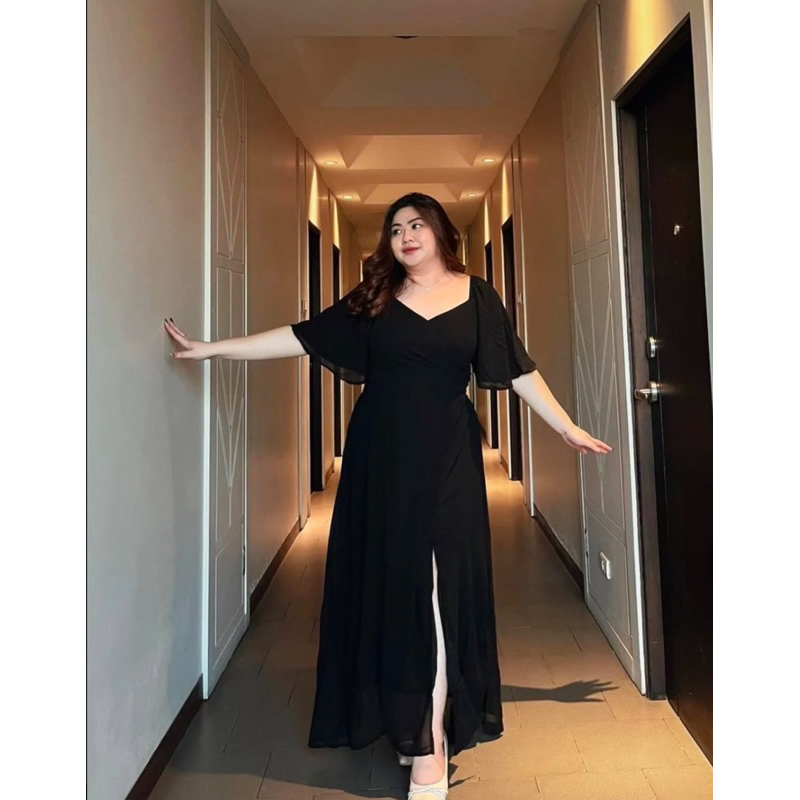 CARLYN Long Dress Bigsize | Dress Pesta Jumbo | Dress Pantai Ready Ukuran Lingkar Dada 110 - 150 cm 