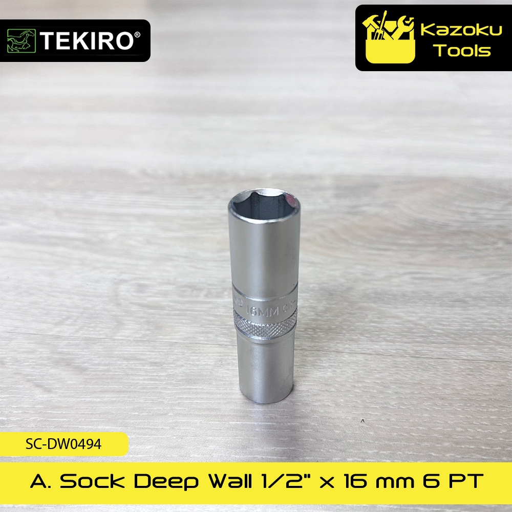 Mata Sock DEEP WALL 16 mm 1/2" DR 6 PT Segi 6 | SC-DW0494 - TEKIRO