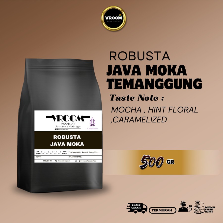 

Coffee Robusta Java Moka Temanggung Roasted Bean Biji Matang Bubuk 500gram