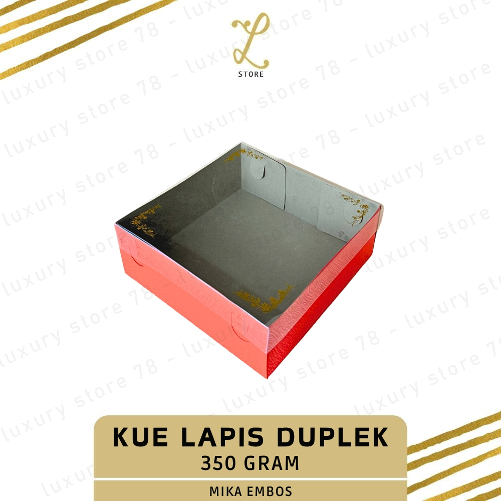 

[22X22X8 CM] (10 pcs) DUS KUE LAPIS MIKA EMBOS EMAS DUPLEK | Box Kue Lapis Mika Merah - Dus Bolu Lapis - Box Mika Merah