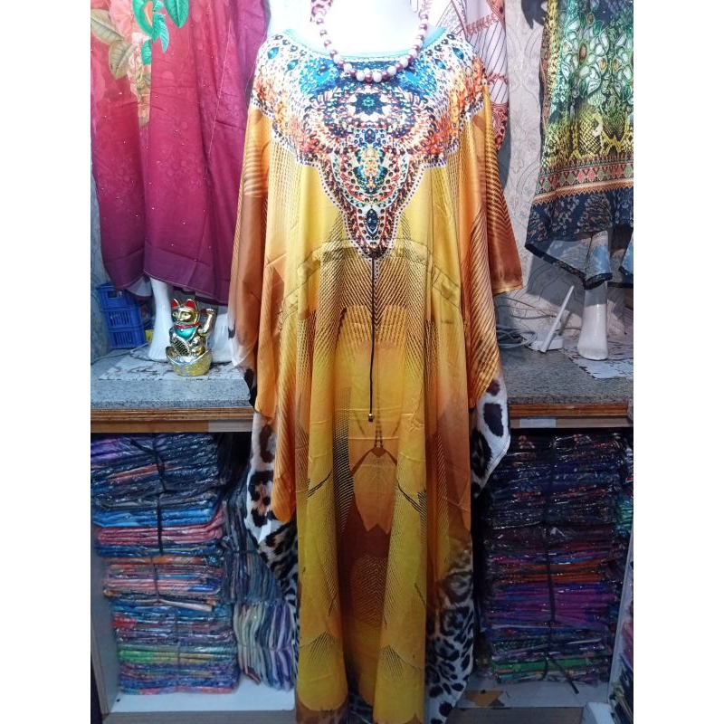 Kaftan Sutera Sutra India Premium Ada tali Dalam dan Payet