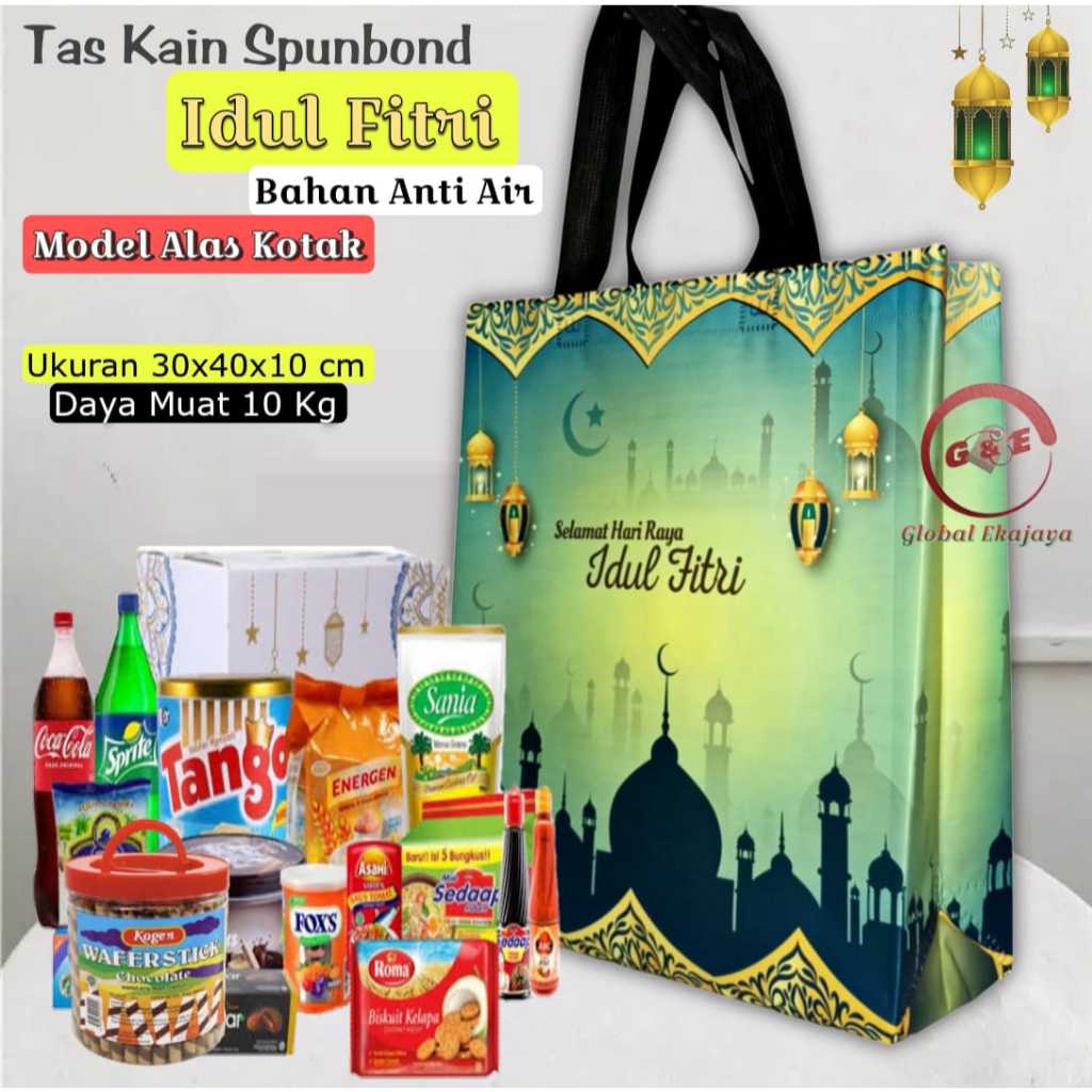 

Isi 12 Pcs Alas Box Goodie Bag Lebaran Idul Fitri Bahan Anti Air 30x40x10 Tas Kain Spunbond Hampers