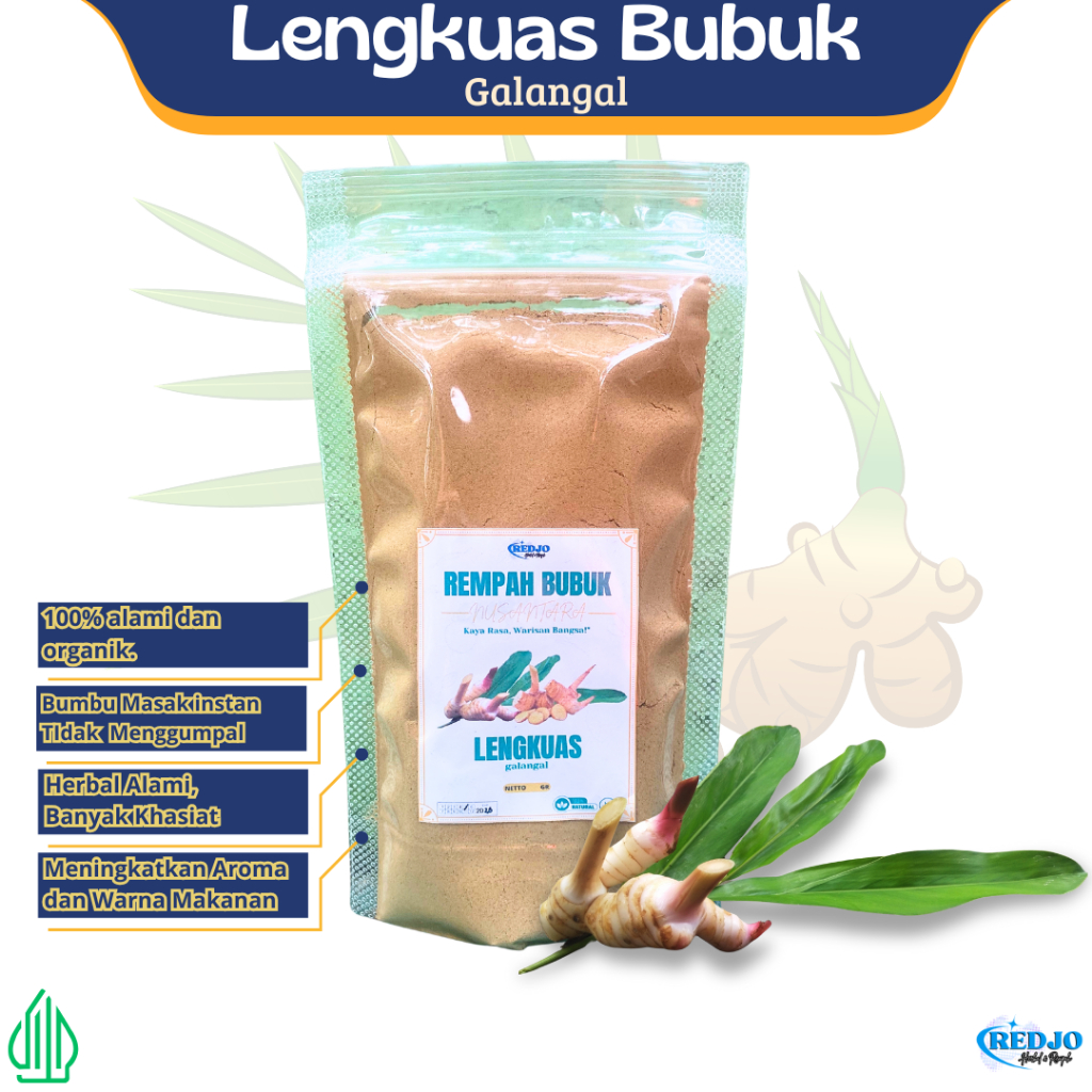 

100gr Lengkuas Laos Bubuk Galangal Ground Alpinia Rempah Herbal JSR Nusantara Bumbu Dapur Alami