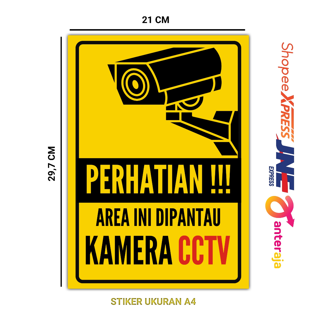 

STIKER STICKER AREA INI DIPANTAU KAMERA CCTV UKURAN A4 A5 A6 TERMURAH