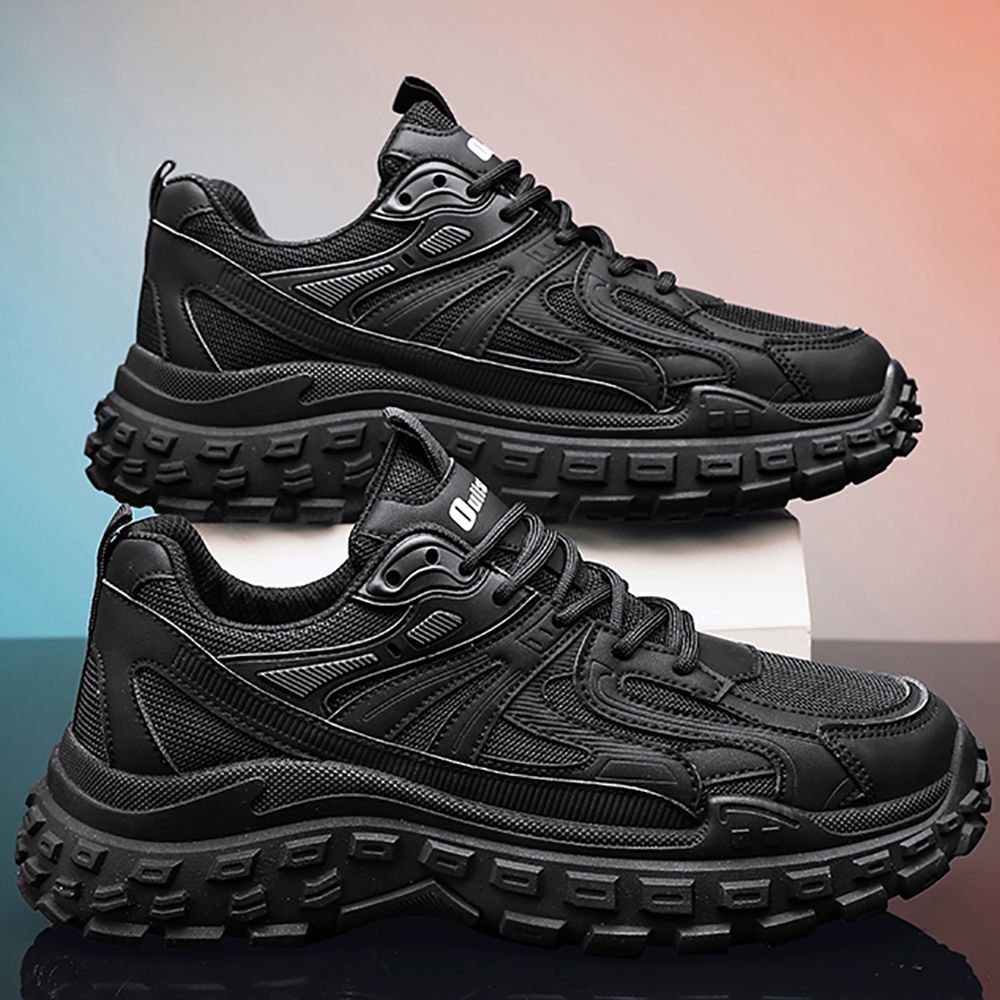 Whoppy SL29 Sepatu Sekolah Sneakers Pria Keren Full Hitam Polos