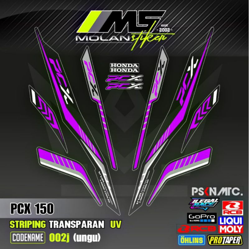 Decal Sticker Striping Variasi Transparan Uv PCX 150 2018-2021 Honda PCX Abs PCX Lokal Pcx 150 Thail