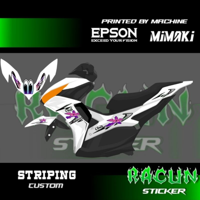 STRIPING STICKER ALL AEROX NEW ALL TRANSPARAN DESAIN CUSTOM LIST ARAI NAKANO CUSTOM MOTIF RACING HED
