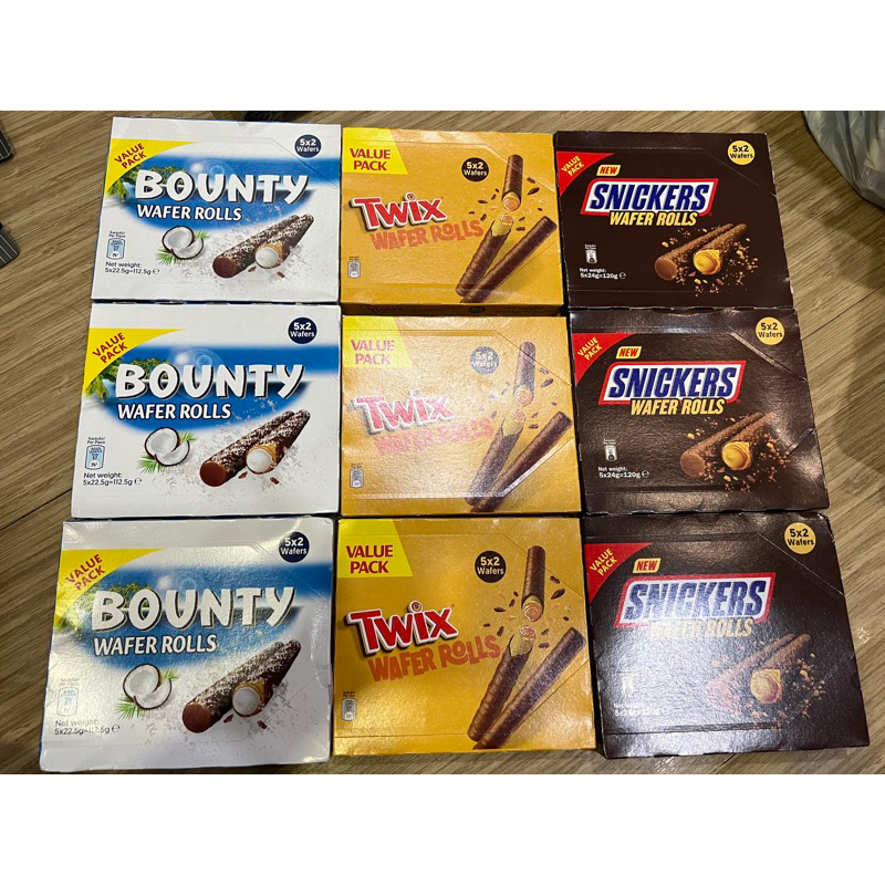 

Bounty Wafer Rolls / Twix Wafer Rolls / Snickers Wafer Rolls