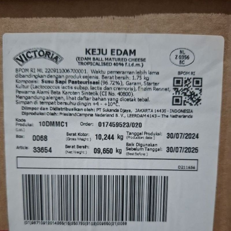 

RB keju edam victoria 100 gram.