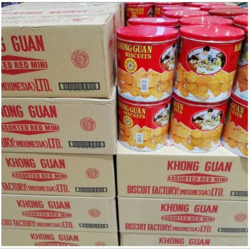 

[1 KARTON = 6 Kaleng × @650 GRAM] Khong Guan Biscuits Red Mini Assorted Khongguan Biskuit 1dus