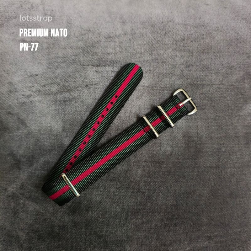 Tali Jam Tangan Strap Jam Premium Nato Strap Black Green Red - PN77