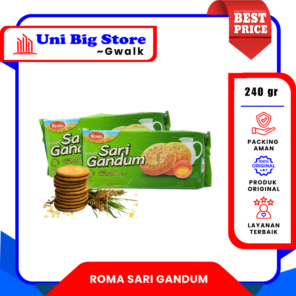 

ROMA SARI GANDUM BISCUIT BISKUIT SUSU FAMALY PACK - 240 gr