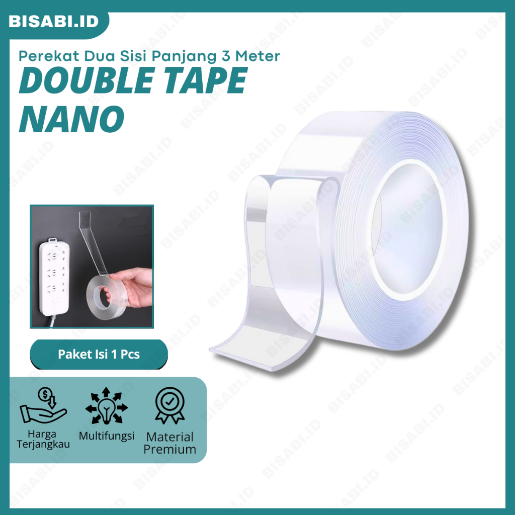 

Double Tape Nano Selotip Bening 2 Sisi Serbaguna 3M / Double Tape Transparan Lakban Nano