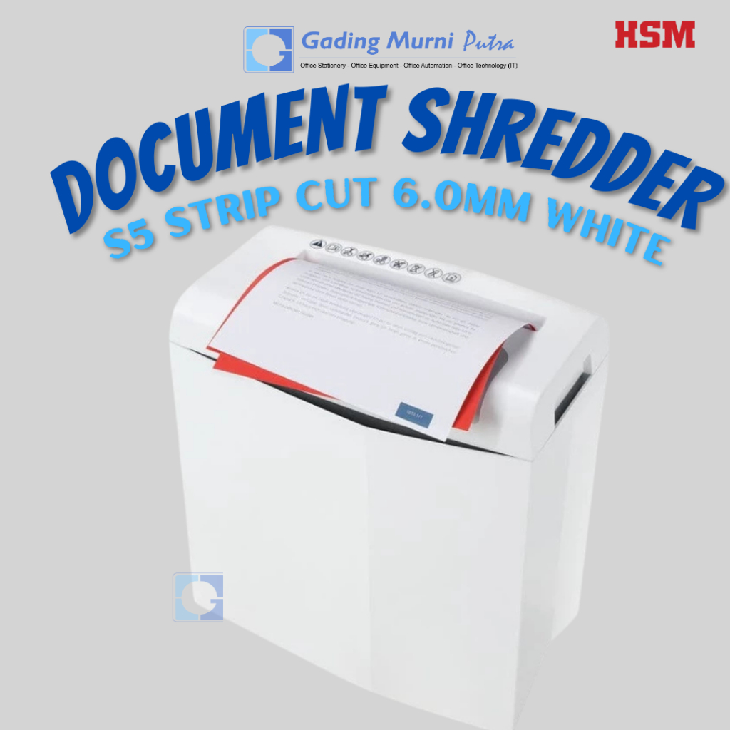 HSM DOCUMENT SHREDDER SHREDSTAR S5 STRIP CUT 6.0MM WHITE
