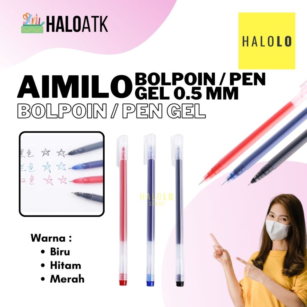

Aimilo Gel Pen Pulpen Gel 0.5 mm Bolpoin Gel 3 Warna