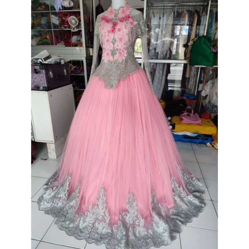 gaun preloved pink abu