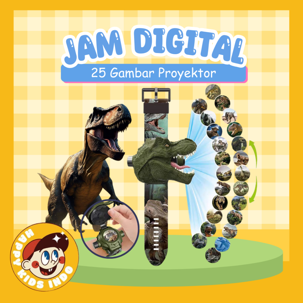 JAM TANGAN JUMBO DIGITAL LASER PROYEKTOR - DINOSAURUS / JAM ANAK PROYEKTOR