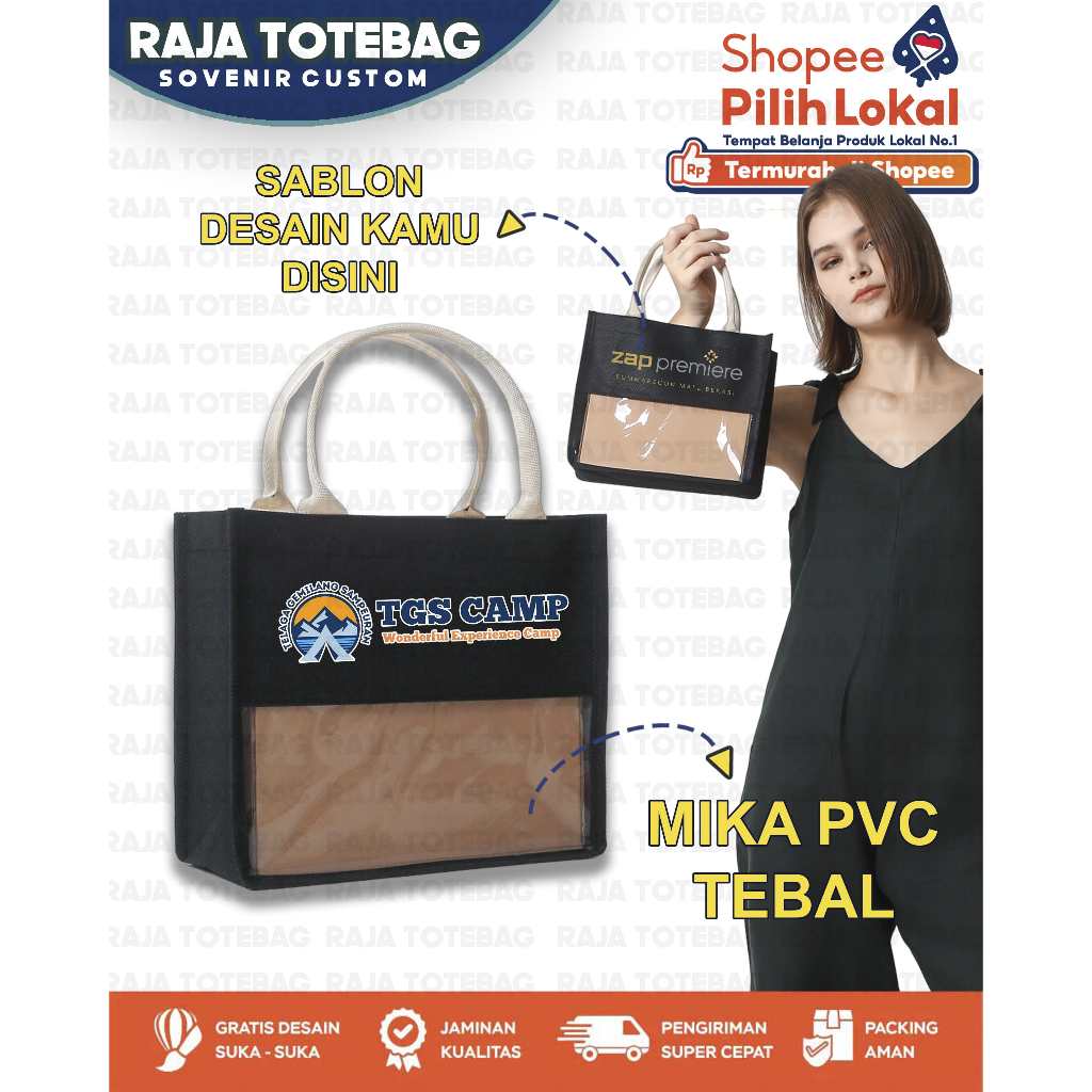 Tas Hampers Ulang Tahun-Tas Sovenir-Sablon-Sovenir Nikah-Custom Sablon Tas - HITAM