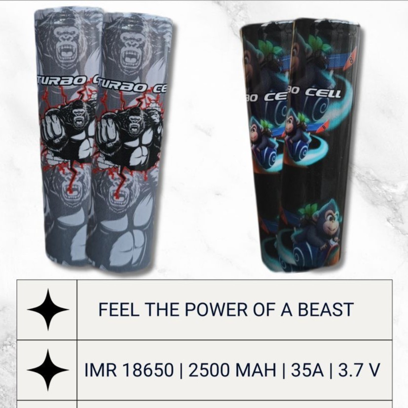Turbo Cell 2500mAh 35A 18650 Battery 100% Authentic by Turbo Vape Project - Turbo Battery