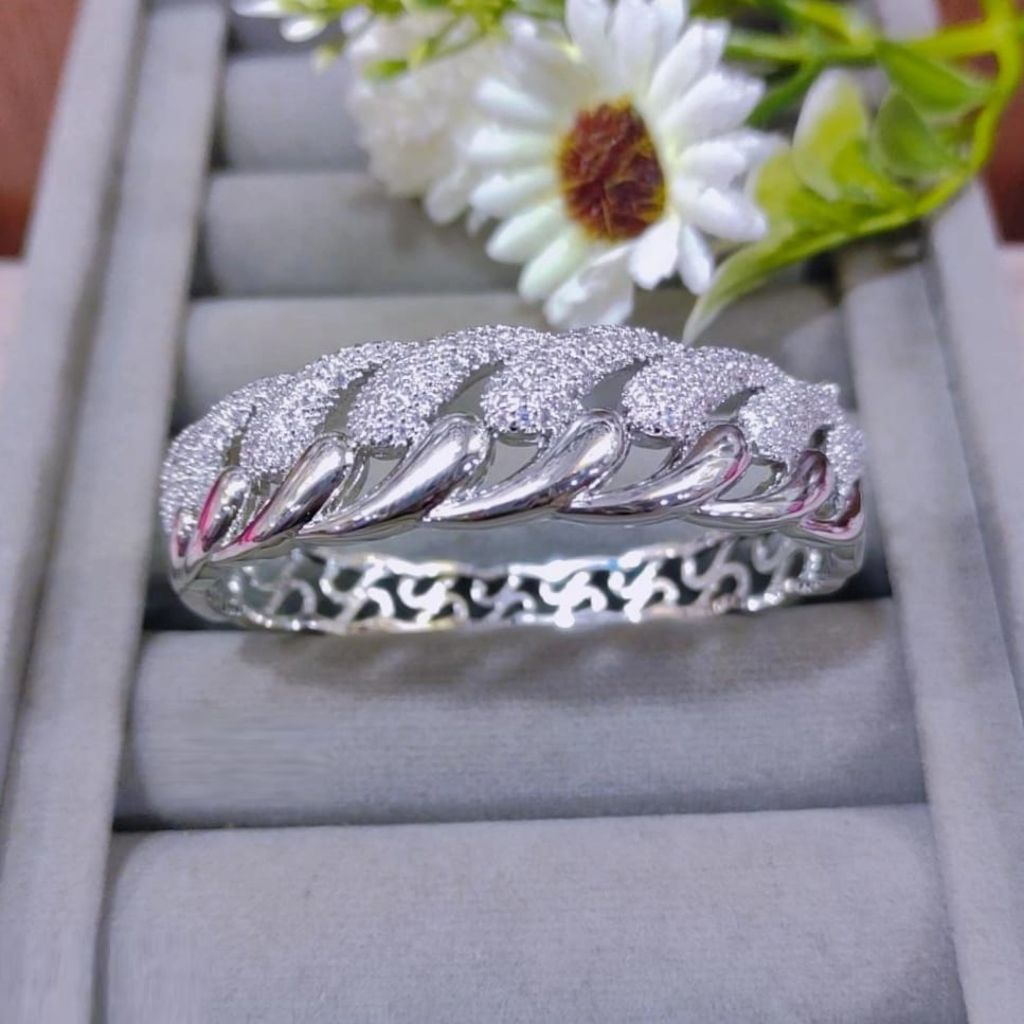 Gelang Sisik Naga Silver Bangle TItanium Gelang Tangan Cewek Replika Perhiasan Wanita