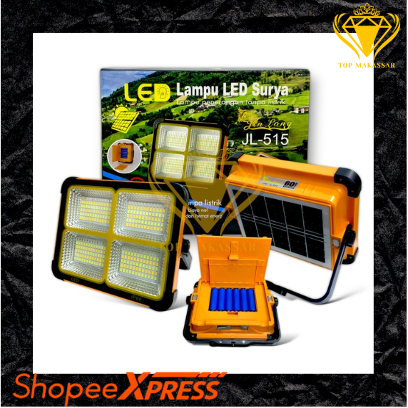 JIN LONG LAMPU SOROT + SOLAR PANEL + BATTERAI / LED EMERGENCY 200W JL-515