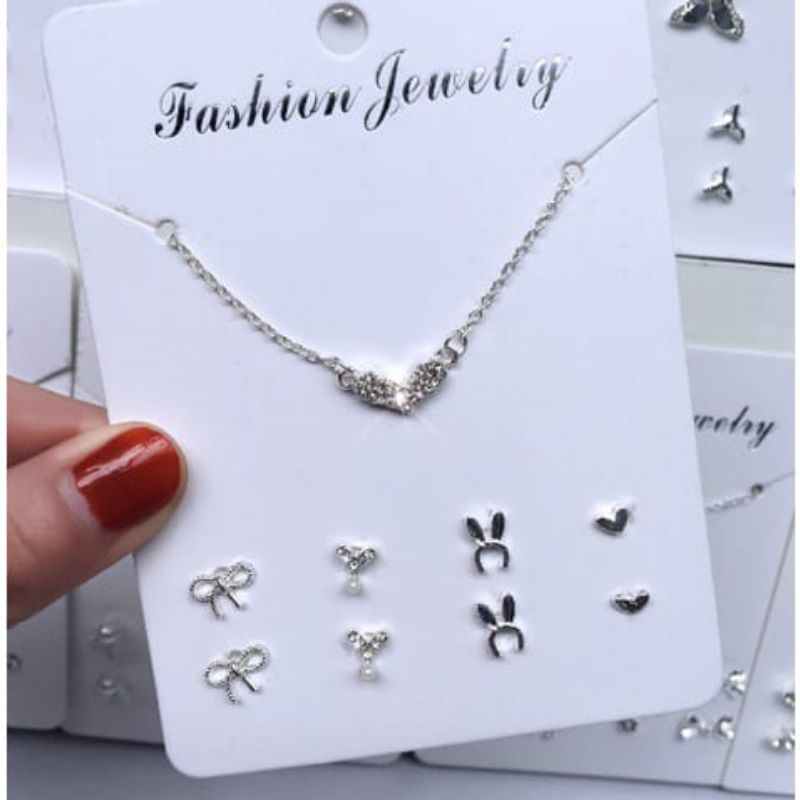 Kalung Anting Set / Kalung Anting Set Fashion Wanita Korea Aksesoris Murah / Aksesoris Kalung Anting