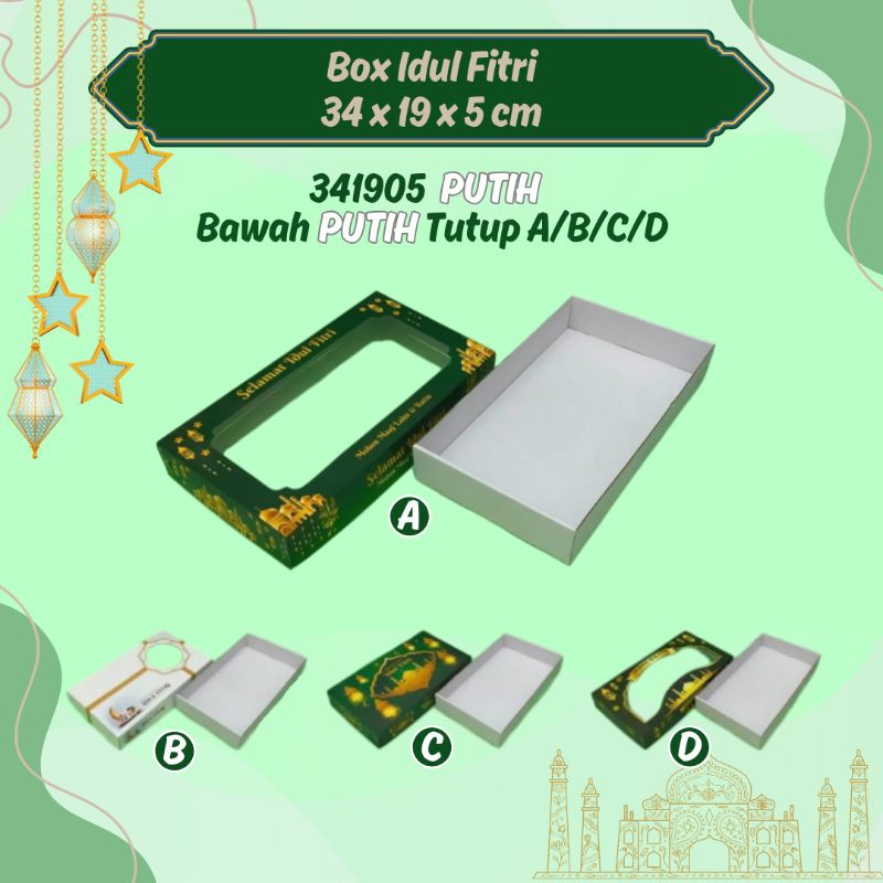 

341905 if putih - box kardus kotak kemasan makanan hampers lebaran idul fitri jendela bawah putih ukuran 34x19x5cm