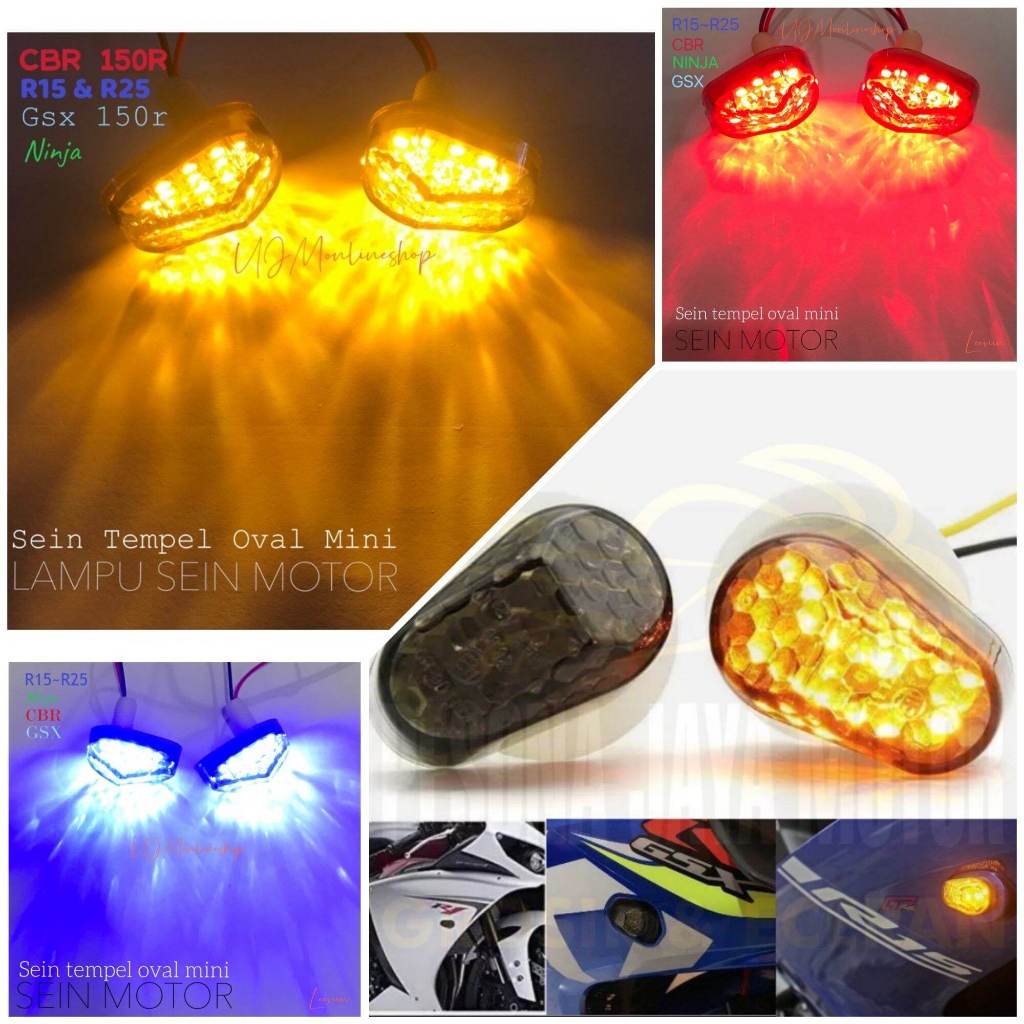 Sein Tempel Oval Mini Lampu Motor CBR R15 & R25 Gsx 150r Ninja
